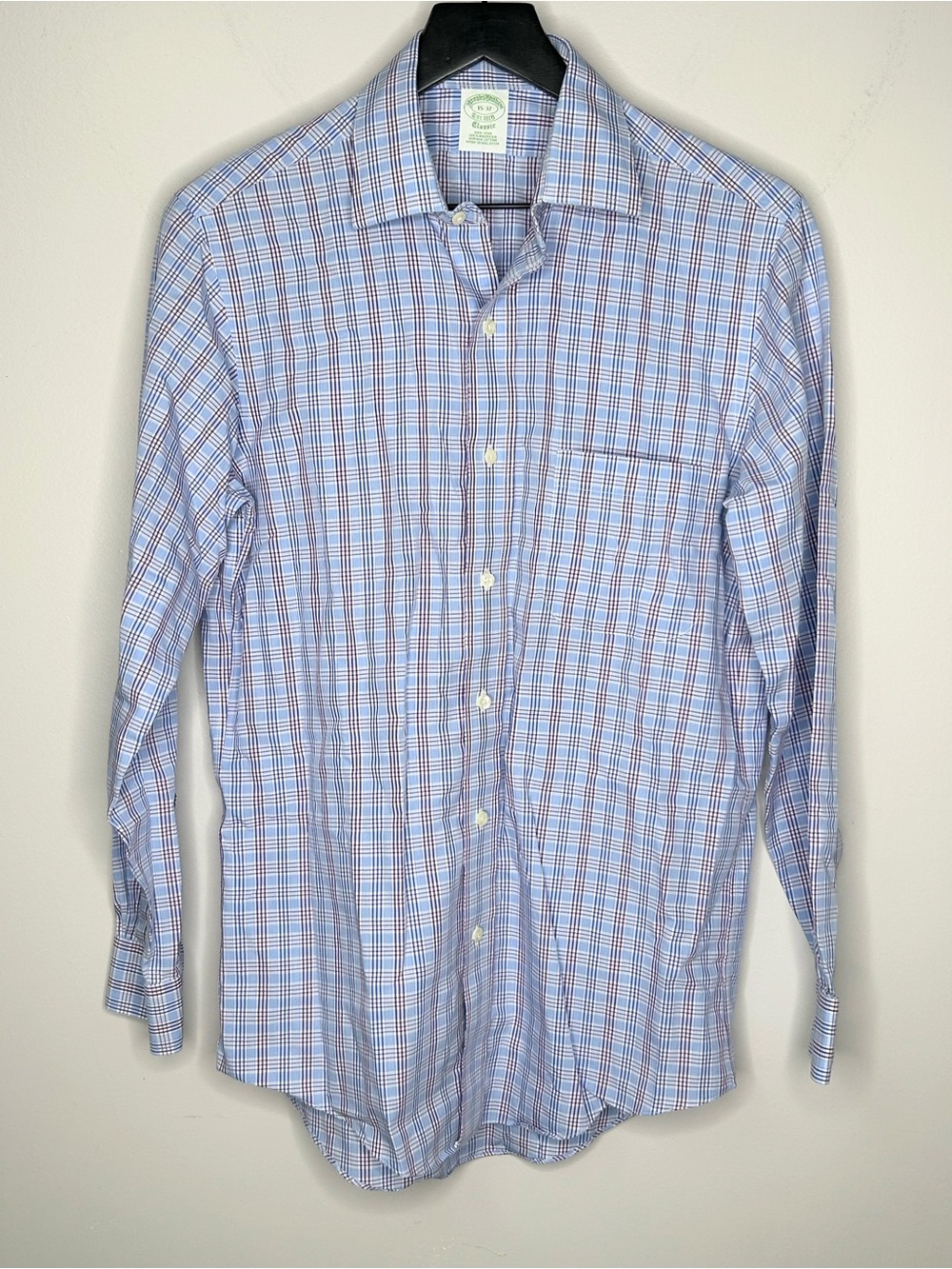 Brooks Brothers Classic Supima Cotton Non Iron Plaid Dress Shirt 15-32